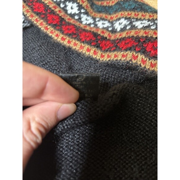 Zip Front Alpaca Hooded Cardigan Sweater size L Multicolor Pockets Knit C3 - Picture 4 of 7